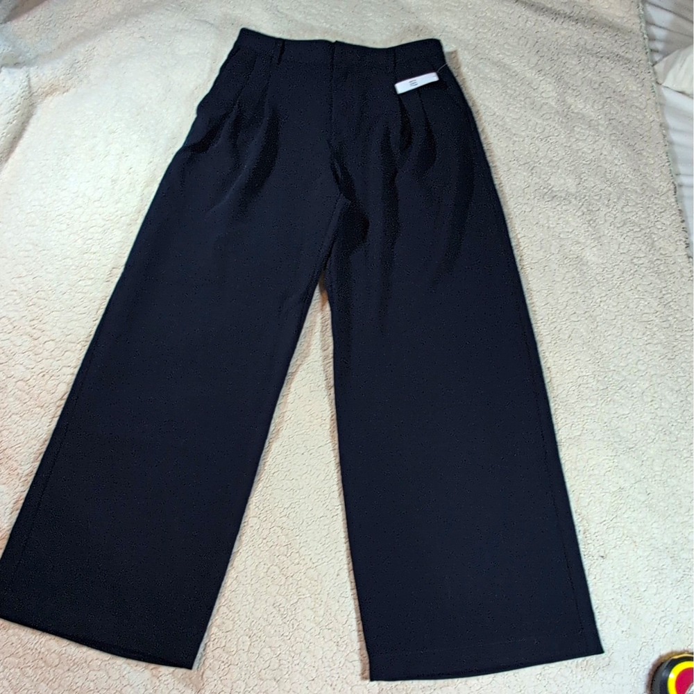 GAP Women's Navy Pleated Wide-Leg High Rise Elastic Waist Pants Size 8 NWT
